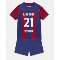 Dres Barcelona Frenkie de Jong #21 Domaci za djecu 2023-24 Kratak Rukav (+ kratke hlače)
